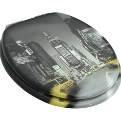vidaXL Toiletbril met soft-close deksel New York MDF