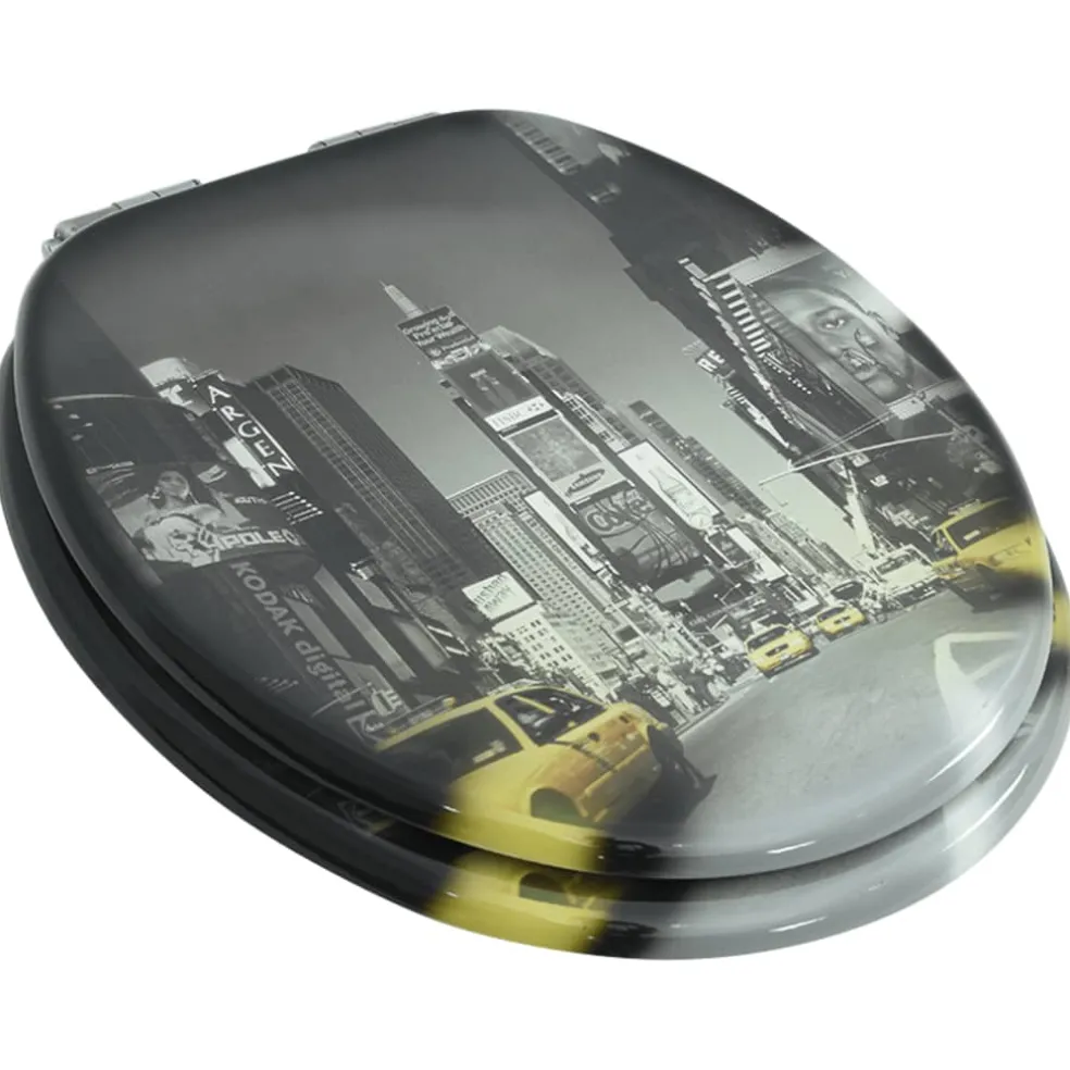 vidaXL Toiletbril met soft-close deksel New York MDF