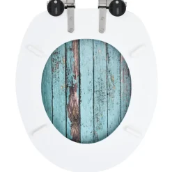 vidaXL Toiletbril met soft-close deksel oud hout MDF