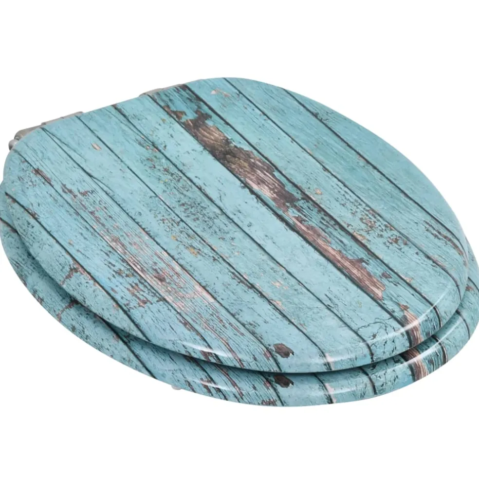 vidaXL Toiletbril met soft-close deksel oud hout MDF