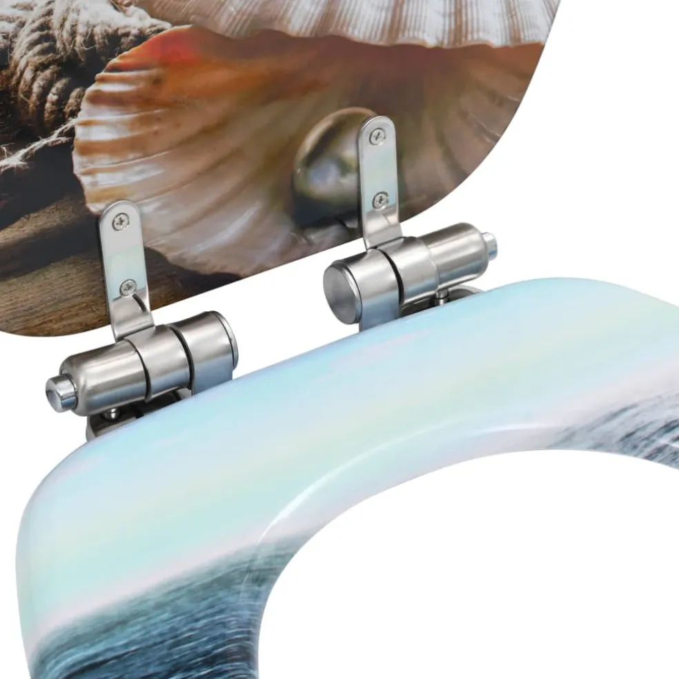 vidaXL Toiletbril met soft-close deksel schelp MDF