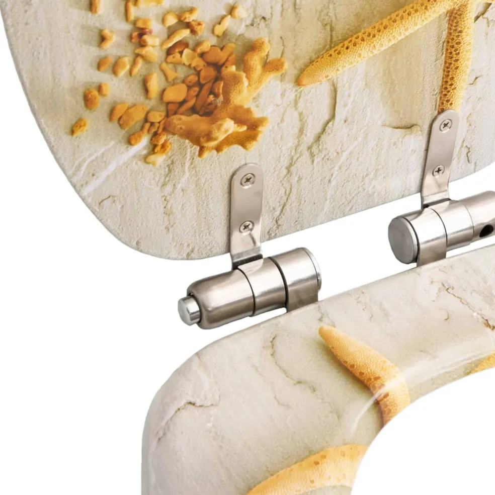 vidaXL Toiletbril met soft-close deksel zeester MDF