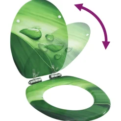 vidaXL Toiletbril met soft-close deksel waterdruppel MDF groen