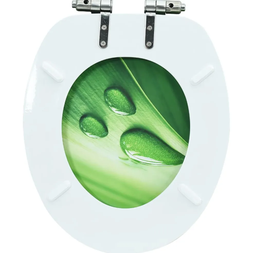 vidaXL Toiletbril met soft-close deksel waterdruppel MDF groen