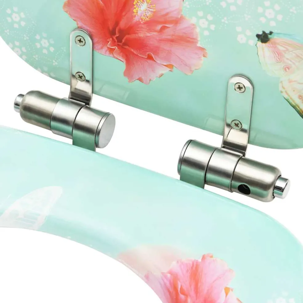 vidaXL Toiletbril met soft-close deksel flamingo MDF