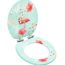 vidaXL Toiletbril met soft-close deksel flamingo MDF