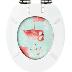 vidaXL Toiletbril met soft-close deksel flamingo MDF