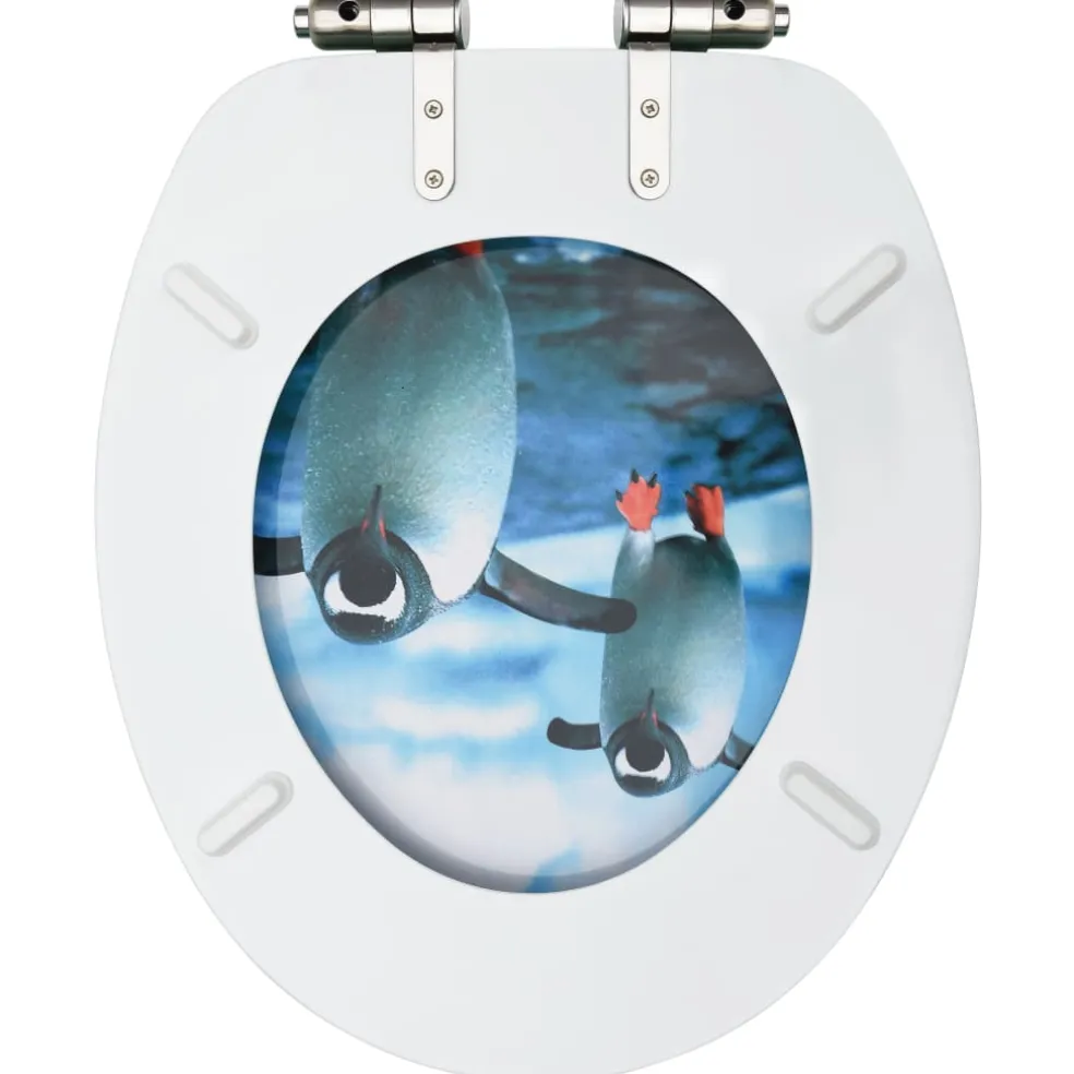 vidaXL Toiletbril met soft-close deksel pinguïn MDF
