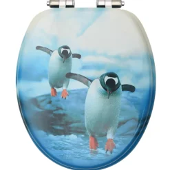 vidaXL Toiletbril met soft-close deksel pinguïn MDF