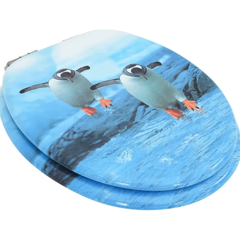 vidaXL Toiletbril met soft-close deksel pinguïn MDF