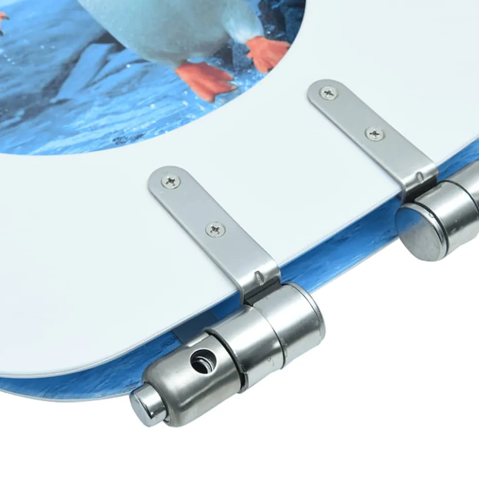 vidaXL Toiletbril met soft-close deksel pinguïn MDF
