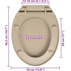 vidaXL Toiletbril soft-close ovaal beige