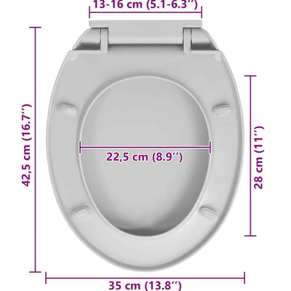 vidaXL Toiletbril soft-close ovaal lichtgrijs