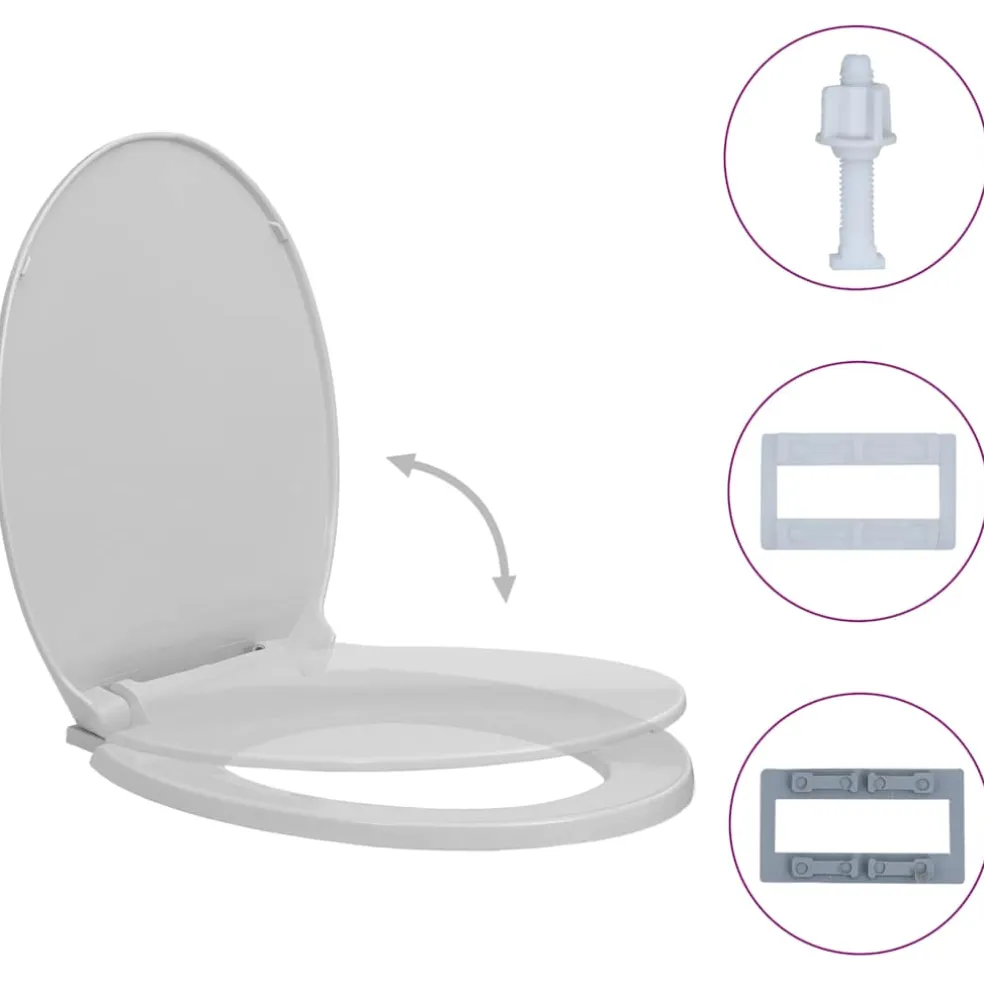 vidaXL Toiletbril soft-close ovaal lichtgrijs