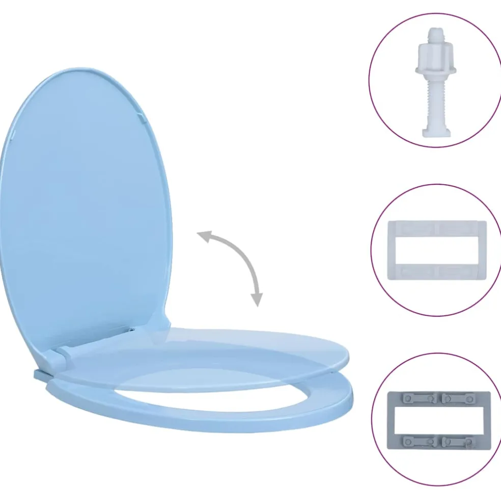 vidaXL Toiletbril soft-close ovaal blauw