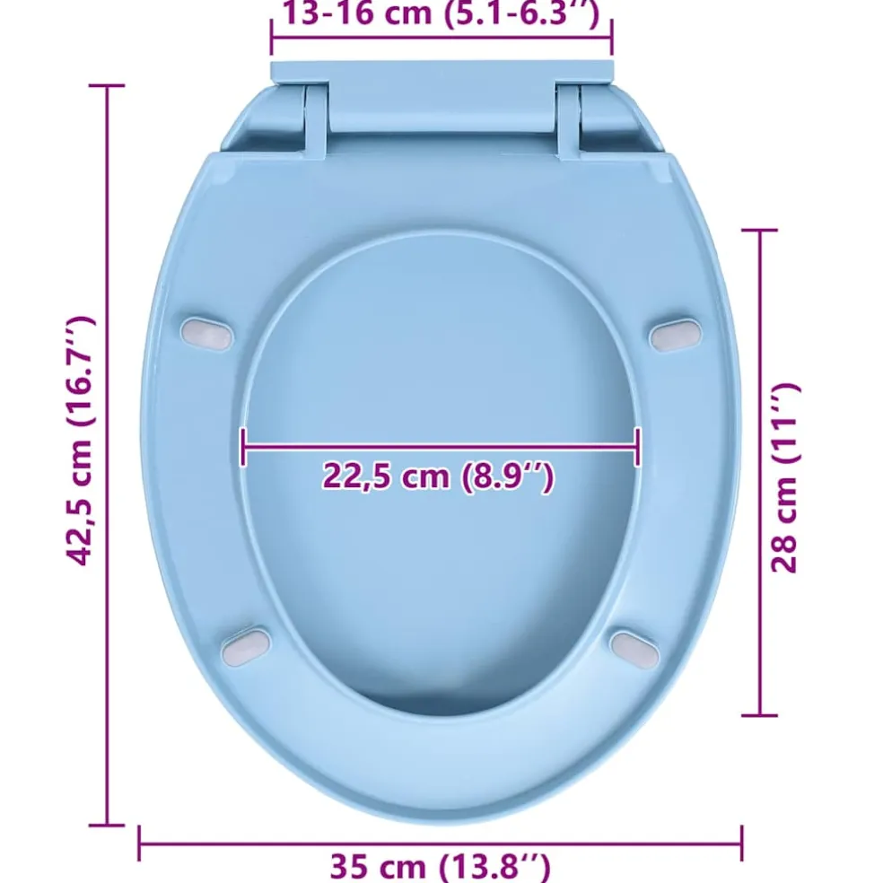 vidaXL Toiletbril soft-close ovaal blauw