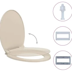 vidaXL Toiletbril soft-close ovaal abrikooskleurig