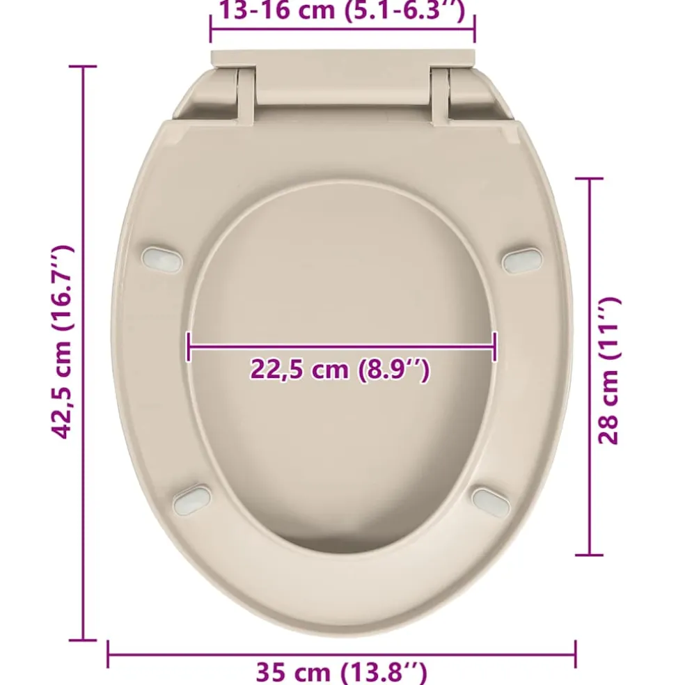 vidaXL Toiletbril soft-close ovaal abrikooskleurig