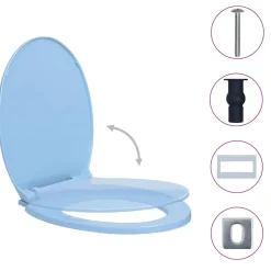 vidaXL Toiletbril soft-close en quick-release ovaal blauw
