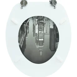 vidaXL Toiletbril van MDF met New York dessin