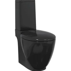 vidaXL Toilet met afvoer achter keramiek zwart