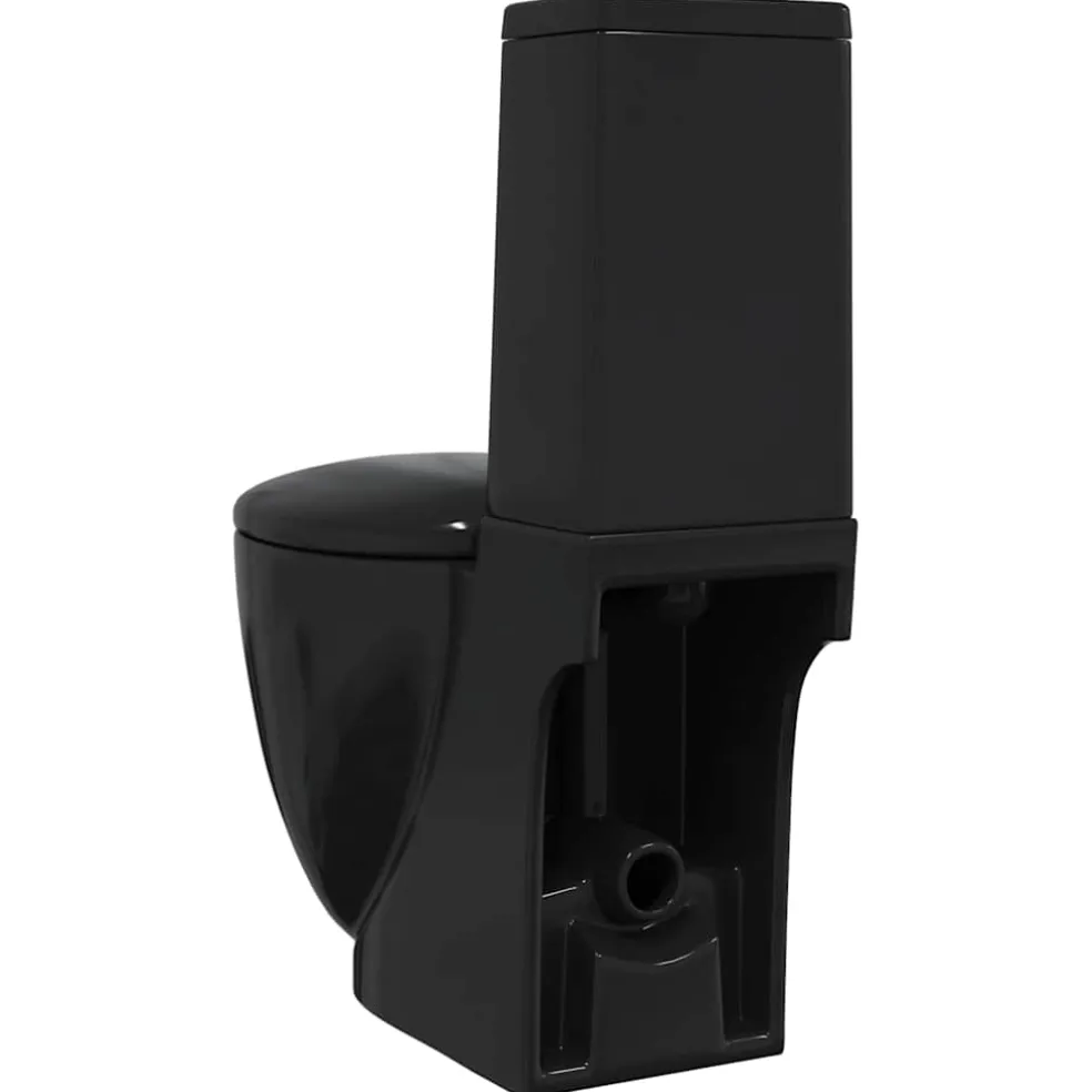 vidaXL Toilet met afvoer achter keramiek zwart