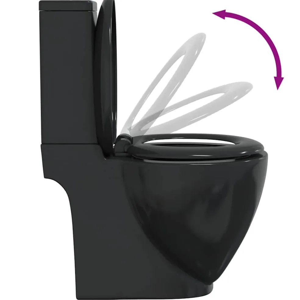 vidaXL Toilet met afvoer achter keramiek zwart