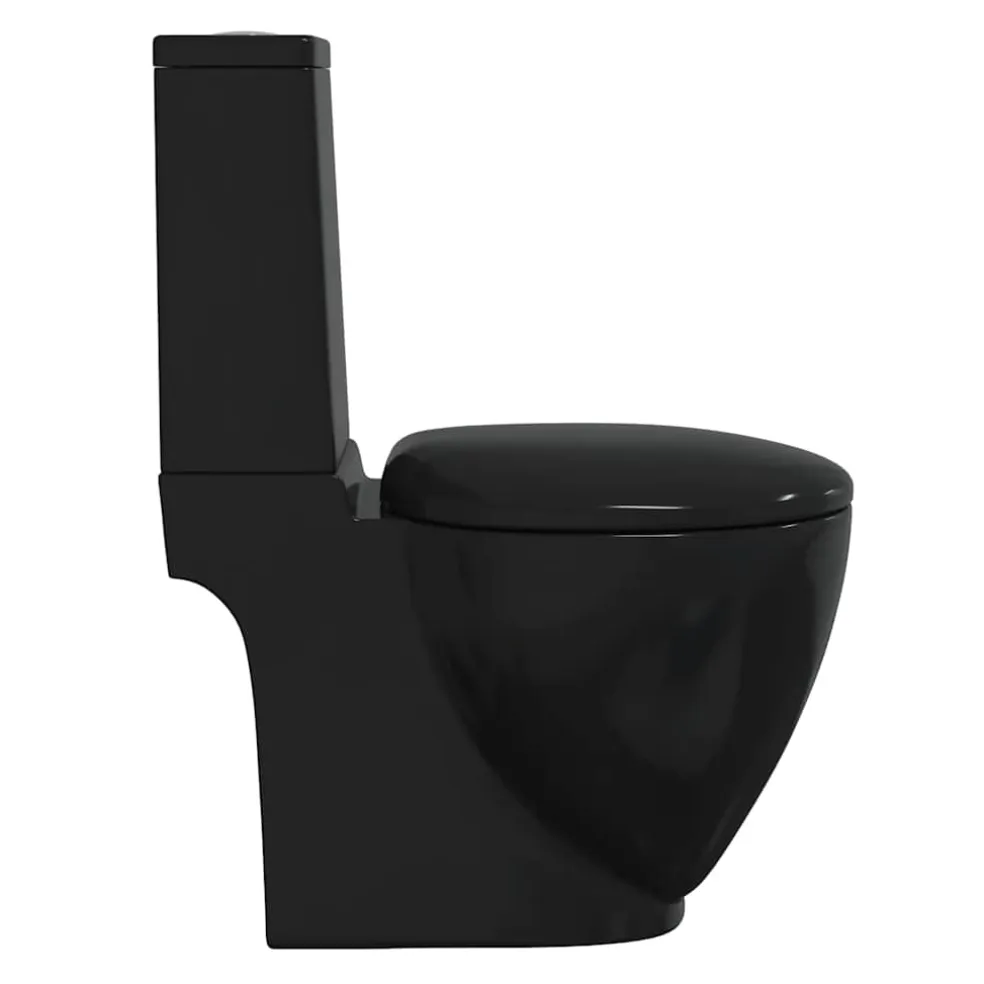 vidaXL Toilet met afvoer achter keramiek zwart
