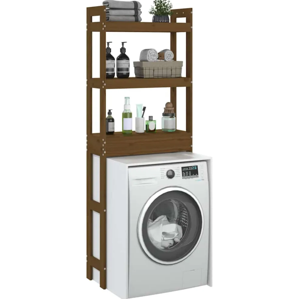 vidaXL Toiletrek 63x26x171 cm massief grenenhout honingbruin