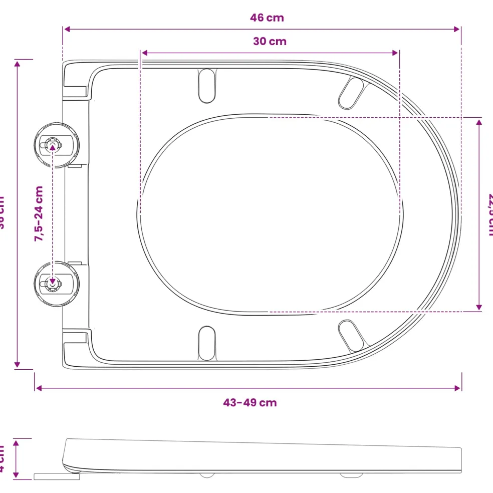 vidaXL Toiletzitting Antraciet 49 x 36 x 4 cm Duroplast