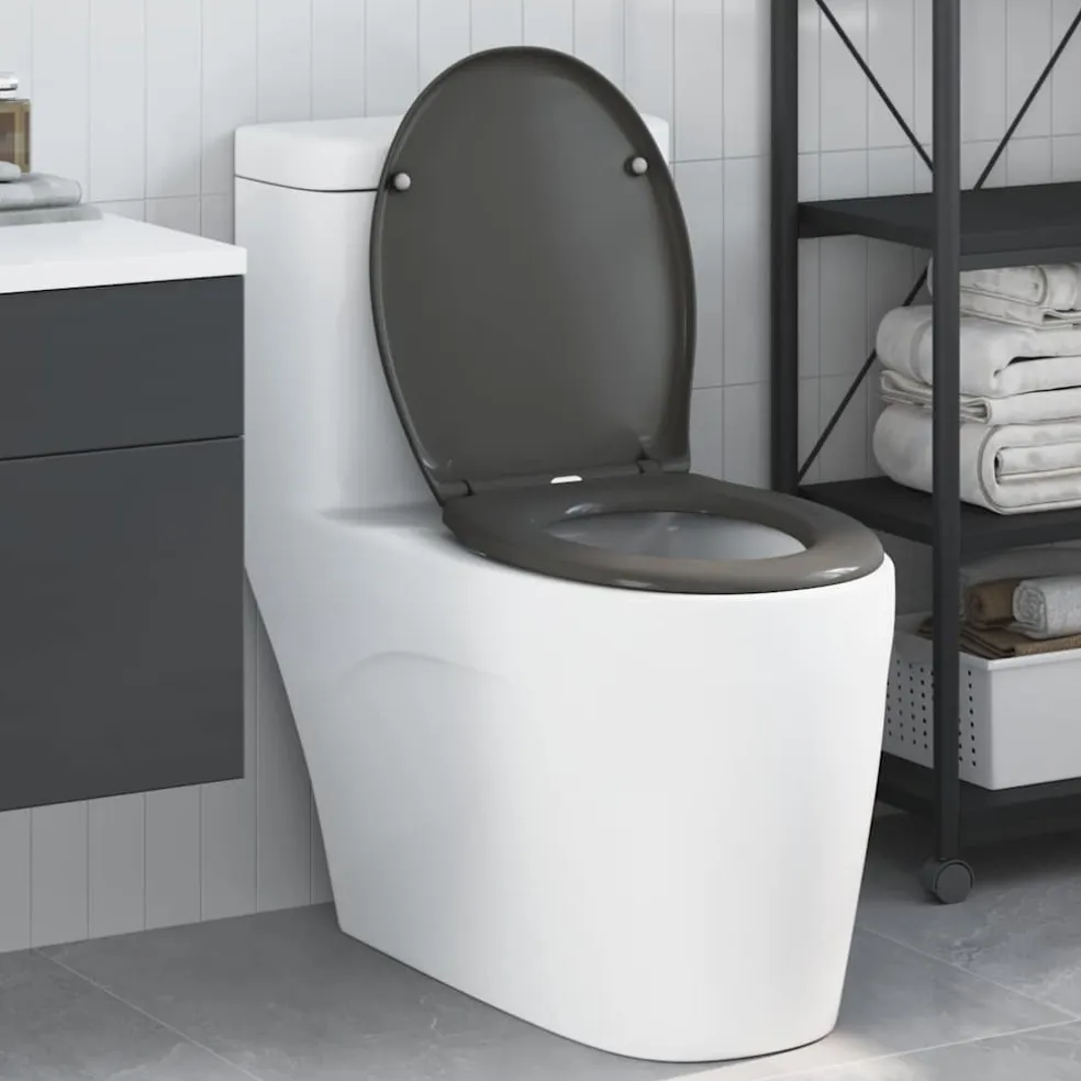 vidaXL Toiletzitting Antraciet 47 x 37 x 4 cm Duroplast