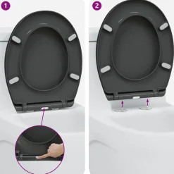 vidaXL Toiletzitting Antraciet 47 x 37 x 4 cm Duroplast