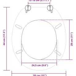vidaXL Toiletzitting Grijs 44 x 38 cm Bewerkt hout