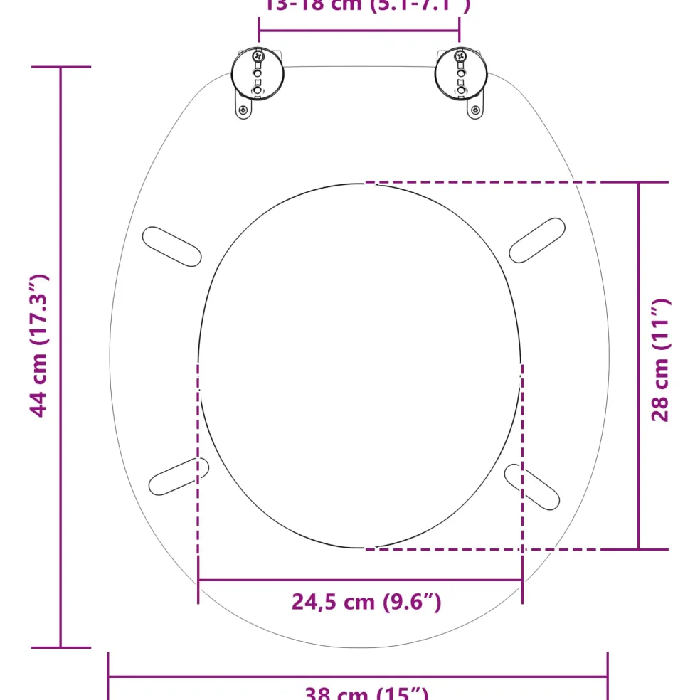 vidaXL Toiletzitting Grijs 44 x 38 cm Bewerkt hout