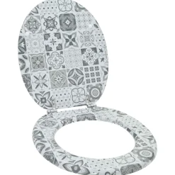 vidaXL Toiletzitting Grijs 44 x 38 cm Bewerkt hout