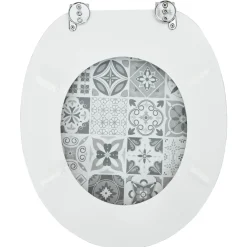 vidaXL Toiletzitting Grijs 44 x 38 cm Bewerkt hout
