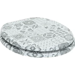 vidaXL Toiletzitting Grijs 44 x 38 cm Bewerkt hout