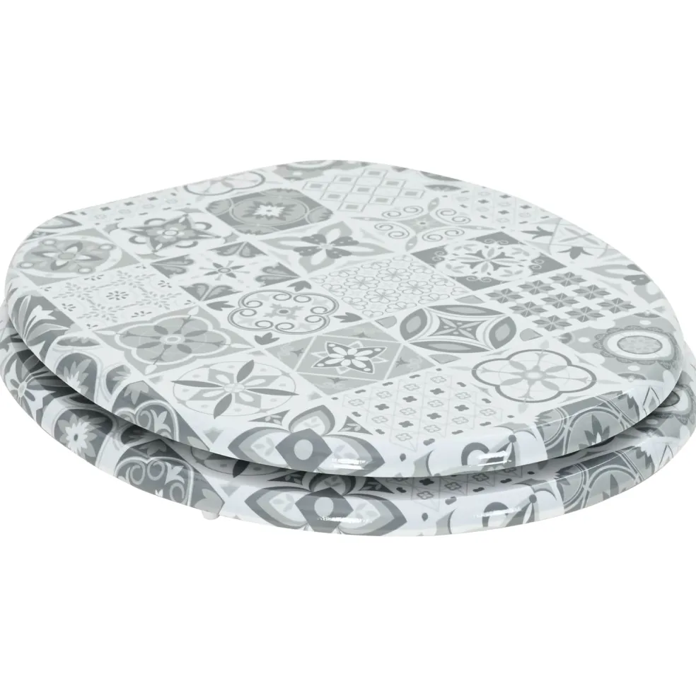 vidaXL Toiletzitting Grijs 44 x 38 cm Bewerkt hout