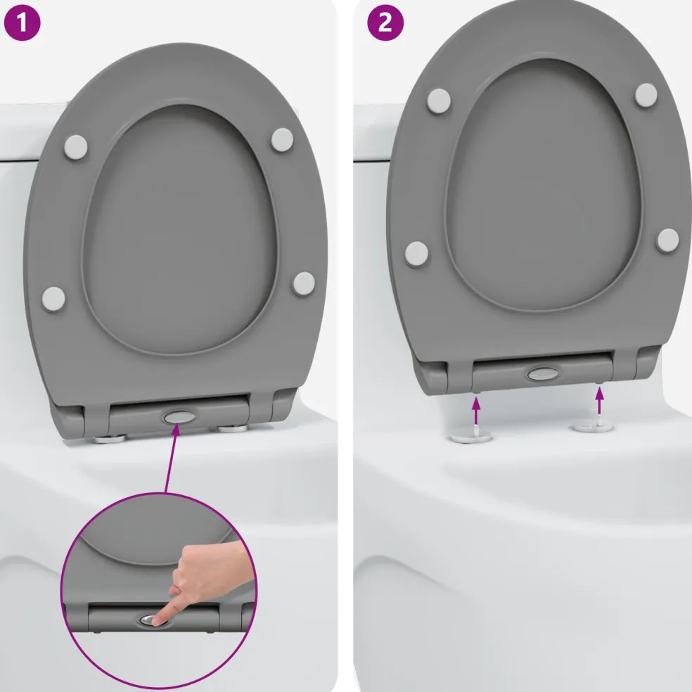 vidaXL Toiletzitting Grijs 45,5 x 37,5 x 3,8 cm Duroplast