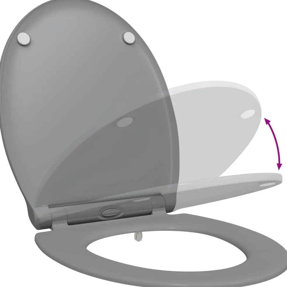 vidaXL Toiletzitting Grijs 45,5 x 37,5 x 3,8 cm Duroplast