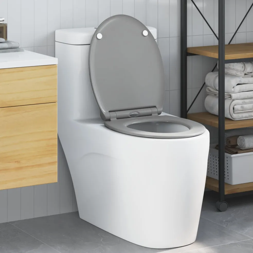 vidaXL Toiletzitting Grijs 45,5 x 37,5 x 3,8 cm Duroplast