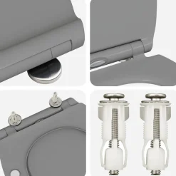 vidaXL Toiletzitting Grijs 45,5 x 37,5 x 3,8 cm Duroplast