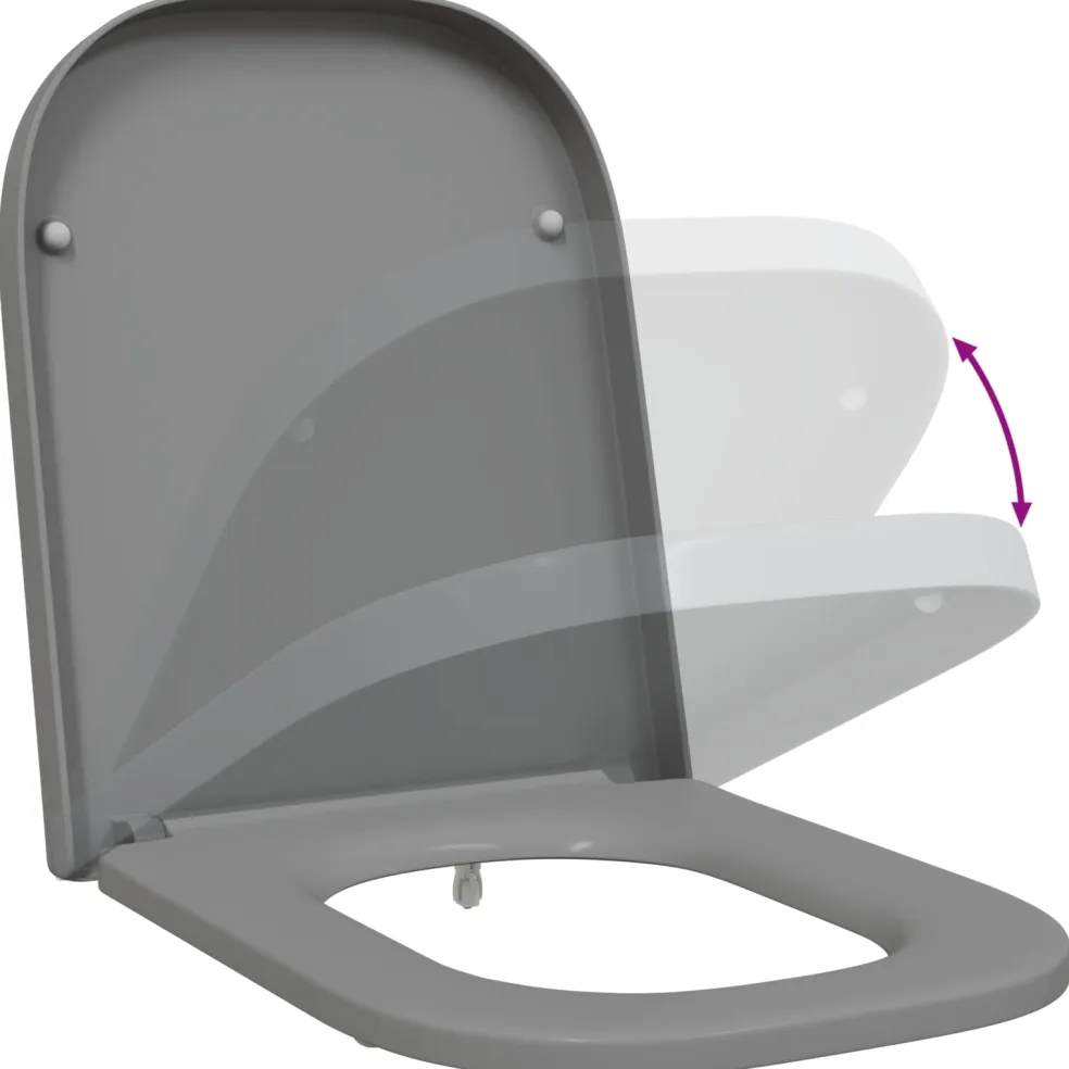 vidaXL Toiletzitting Grijs 47,5 x 35 x 3,6 cm Duroplast