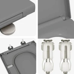 vidaXL Toiletzitting Grijs 47,5 x 35 x 3,6 cm Duroplast