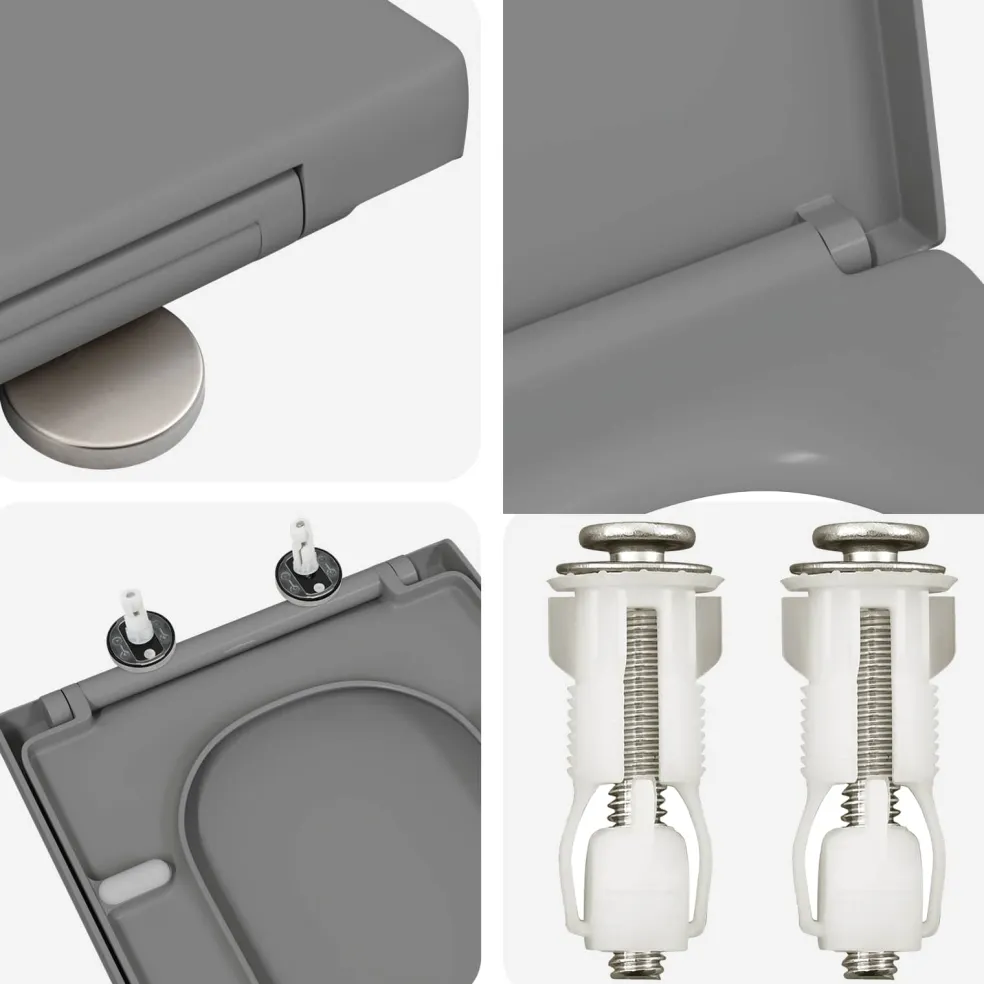 vidaXL Toiletzitting Grijs 47,5 x 35 x 3,6 cm Duroplast