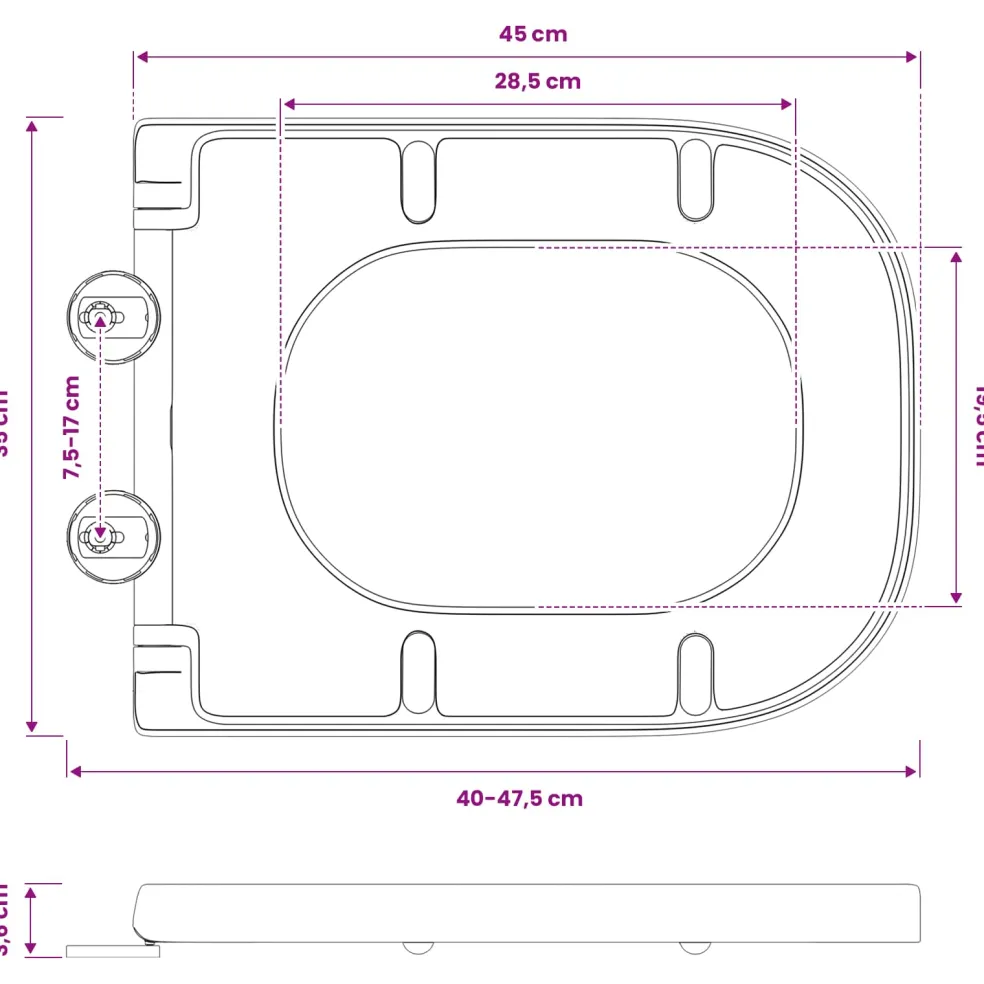 vidaXL Toiletzitting Grijs 47,5 x 35 x 3,6 cm Duroplast