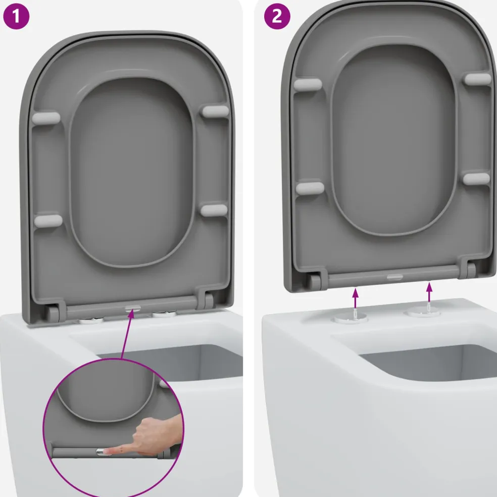 vidaXL Toiletzitting Grijs 47,5 x 35 x 3,6 cm Duroplast