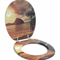 vidaXL Toiletzitting Oranje 44 x 38 cm Bewerkt hout