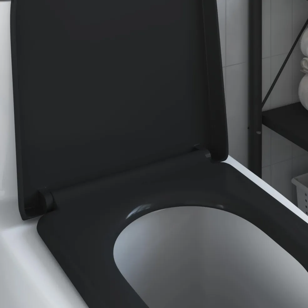 vidaXL Toiletzitting Zwart 49 x 36 x 4 cm Duroplast