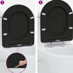 vidaXL Toiletzitting Zwart 47 x 36 x 3,4 cm Duroplast